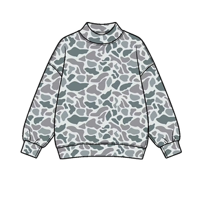 Hot Selling Girls Camo Print <b>Mock</b> <b>Neck</b> Long Sleeve Sweatshirt Casual Pullover <b>Tops</b> Custom Logo - Product Image 4