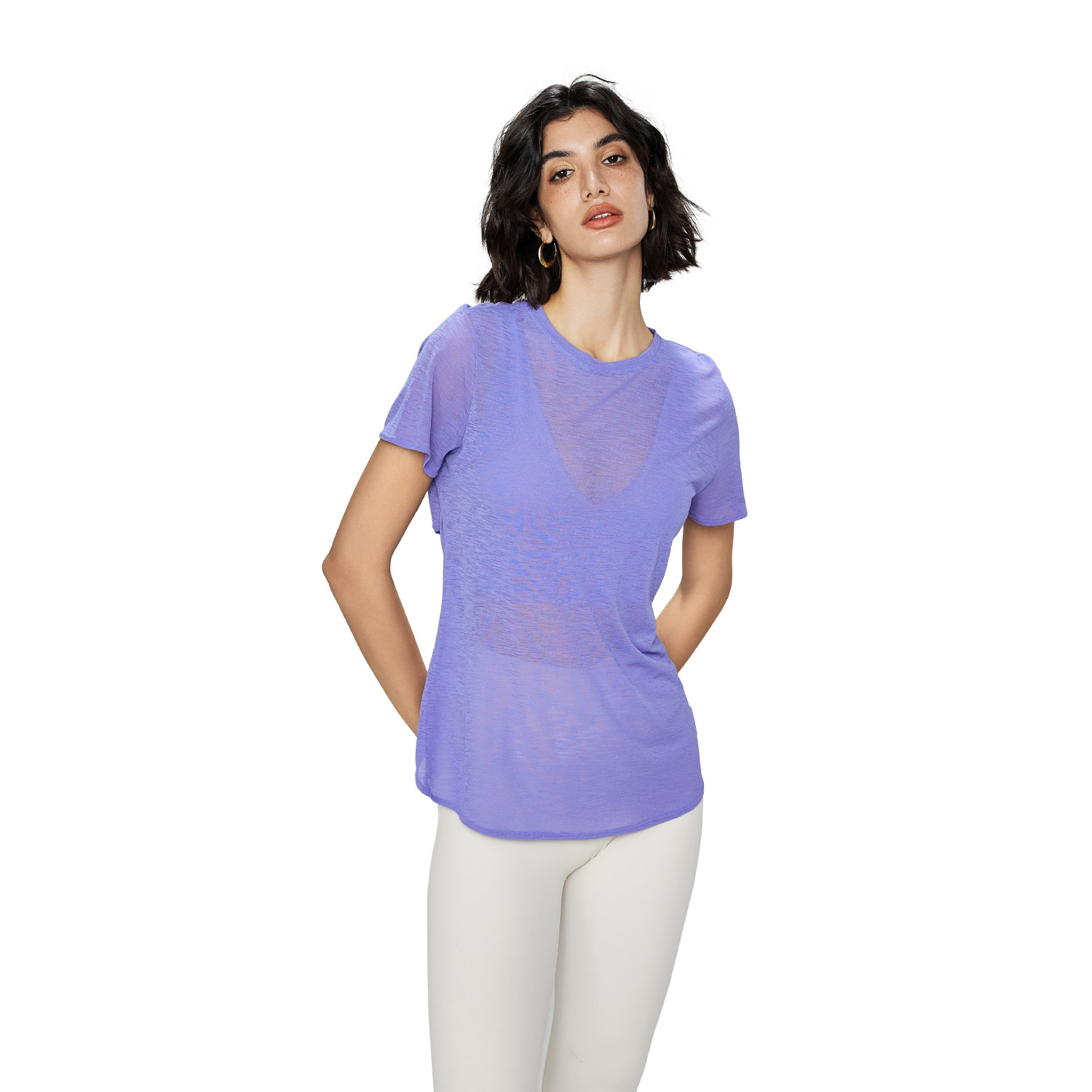 Summer Breathable Yoga T-Shirt Women's for Nine Quarter Sleeve Simple Fashion Fitness Sports Top