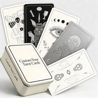 Cartes de tarot éducatives personnalisées dans une boîte en étain avec estampage doré et guide d'accompagnement pour la divination et le divertissement familial, cadeau idéal