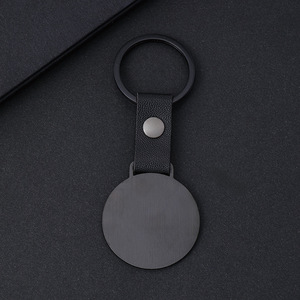 Nhà máy tùy chỉnh thép không gỉ <span class=keywords><strong>Keychain</strong></span> công ty Logo trống Laser khắc Kim Loại tròn PU <span class=keywords><strong>Keychain</strong></span> trong hình dạng khác nhau - Product Image 4
