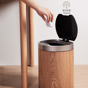 Automatic compost bin wood trash can with removable inner bucket