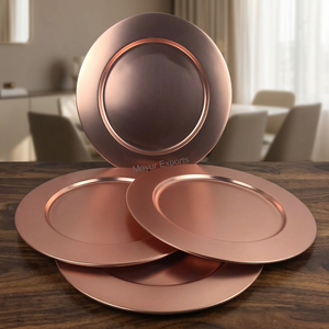Assiette de Présentation Élégante en Acier Inoxydable Très Demandée, Finition Cuivre Rose Doré, Classique, Écologique, Raffinée, Résistante à la Rouille Mayur - Product Image 3