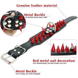 High Quality Adjustable PU Leather <strong>Dog</strong> <strong>Collar</strong> Sharp <strong>Spiked</strong> Studded Rivet Durable Bully Print Pattern for Big <strong>Dogs</strong> - Product Image 5