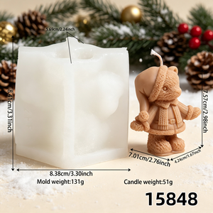 Stampo in Silicone per Candele a Forma di Orso Natalizio e Renna, Stampo 3D per Resina, Sapone e Cera a Forma di Babbo Natale, <span class=keywords><strong>Orsetto</strong></span>, Alce, <span class=keywords><strong>Decorazione</strong></span> Natalizia Fai-da-Te - Product Image 6