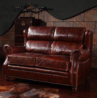 Europäische Art gebrauchte Leder Couch Möbel Wohnzimmer Home Interior Ecke beheizte Holz Leder Sofa Set
