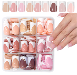 Unghie Finte Pre-Disegnate Stile Francese, Punte Artificiali per Unghie a Copertura Completa - Product Image 2