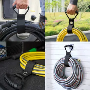 Strap Hook Easy-Carry Heavy Duty Storage Cord Carrying Strap Hanger With Rubber Handle Hook And Loop