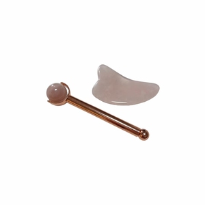 Vente directe usine : Kit de massage Gua Sha en quartz rose et jade pour lifting facial - Product Image 2