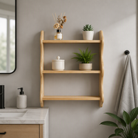 Étagère murale en bois à trois niveaux, cloison flottante ondulée, présentoir décoratif de style rustique