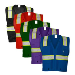 Chaleco Reflectante Azul Marino de Alta Resistencia CITICITY, Chaleco de Seguridad para Topógrafos con Múltiples Bolsillos Personalizados y Visibilidad Mejorada - Product Image 1