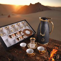 Bouilloire à eau de luxe arabe Dubaï 1000ml Thermos Ensemble de cafetière haut de gamme de style moyen-oriental Flacon à vide Coque métallique Café Thé