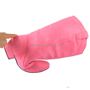 Vendita calda grigio rosso nero giallo tacco basso tessuto scamosciato Sole donne stivali da ballo Salas sala da ballo per signora scarpe da ballo stivali in viola - Product Image 4