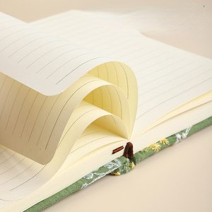 Studente della scuola Vintage retrò lino fiore e albero ricamo tessuto cartonato spesso taccuino A6 personalizzare cancelleria - Product Image 4