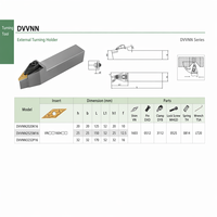 Porte-outil de tournage CNC de précision DVVNN à angle d'approche de 72,5 degrés, compatible avec les outils de tournage série VNMG1604