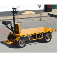 Chariot de transfert à plateforme plate à quatre roues, capacité de charge de 1 à 2 tonnes, à prix avantageux, électrique, à batterie, avec volant