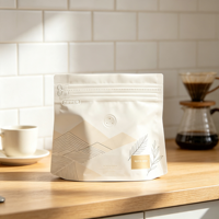 Sacs d'emballage pour café de qualité alimentaire imprimés en gravure personnalisée avec valve de dégazage unidirectionnelle et fermeture éclair en papier kraft et aluminium
