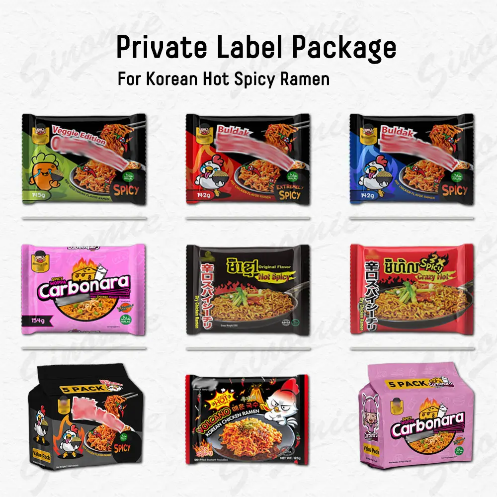 Chinesische noodles SINOMIE OEM mie Korea Ramens Nudeln Super pedas ayam Korea