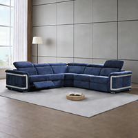 Canapé d'angle contemporain inclinable électriquement, luxe moderne, accents métalliques, structure en bois, tissu pour espaces de vie élégants