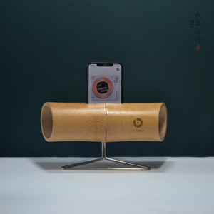 Bamboo Mobile Phone <b>Speaker</b> Portable Amplifier <b>Stand</b> For iPhone No Charging Required Plug And Play - Product Image 1