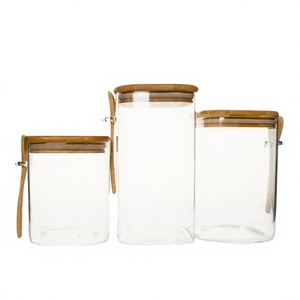 Contenants de stockage alimentaire modernes en verre borosilicate épais avec couvercles hermétiques et cuillères, grande capacité pour l'organisation du garde-manger de cuisine - Product Image 3