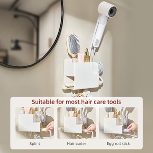 Support mural adhésif pour sèche-cheveux avec logo personnalisé, organisateur de rangement pour sèche-cheveux paresseux, idéal pour la salle de bain - Product Image 6