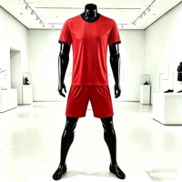 Ensemble d'uniformes de football rouges personnalisés en gros, kit d'entraînement en polyester, tenue de football personnalisée