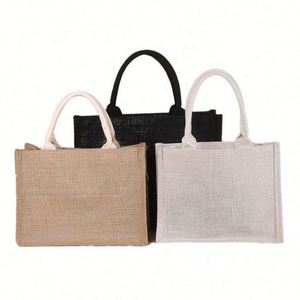 Wholesale <b>Large</b> <b>Beach</b> Burlap Jute Tote Shopping <b>Bag</b> Waterproof and Reusable with Custom Printed Logo - Product Image 2
