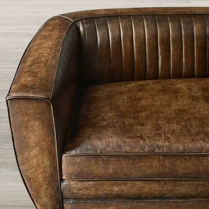 Sofá de Cuero RH ROURKE, Chesterfield de Cuero Genuino de 3 Plazas con Patas de Metal, Muebles de Sala de Estar de Lujo en Color Marrón Oscuro - Product Image 5