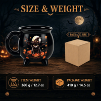 Tasse à café Caldeirão de Sorcière de Noël, Tasse à café d'Halloween avec motif labyrinthe en argile violette, Coffrets cadeaux, Nouveauté, Tasses à eau