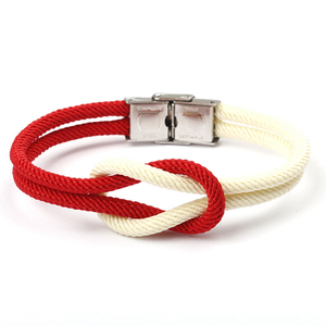 Bracelet en cuir tressé croisé avec fermoir magnétique et pierres, bijoux fantaisie en gros - Product Image 5
