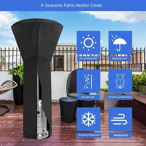 Housse de protection pour chauffage de terrasse rond 420D, robuste, imperméable, noire, 226x84cm, design moderne, fermeture éclair, toutes saisons, chauffage extérieur - Product Image 4