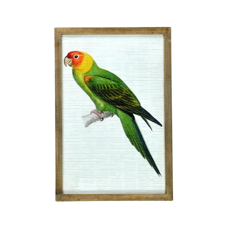 IVYDECO 2019 New Design Colored Animal Bird Painting Bamboo Wood Frame Wall Art Home decor