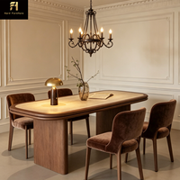 Table à manger longue en pierre frittée de style rétro américain de haute qualité, vente directe d'usine, table à manger haut de gamme pour hôtel et gîte pour 6 personnes