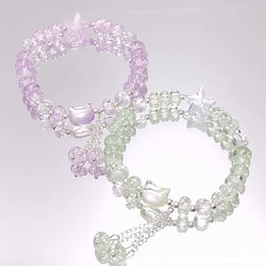 Pulsera de cuentas de cristal craquelado con diseño de gato, estilo palomitas de maíz de fantasía, joyería de cuentas de la amistad para mujer, pulseras de cristal y brazaletes para niñas - Product Image 4