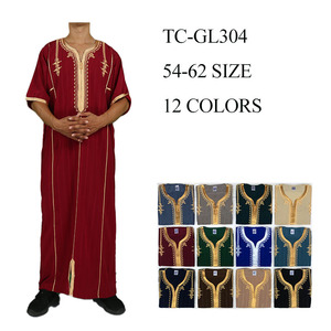 Tessuto africano musulmano Shing uomo caftano <span class=keywords><strong>marocco</strong></span> manica corta Kanzu - Product Image 6