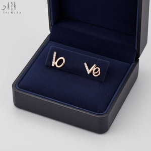 Boucles d'oreilles clous tendance et élégantes en or rose massif 18 carats avec diamants naturels véritables, design romantique, pour couple - Vente en gros populaire - Product Image 3