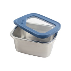 Rectangle Food Container with Blue Plastic Lid Airtight Leak Proof Stainless Steel Single Compartment <b>Lunch</b> <b>Box</b> - Product Image 5