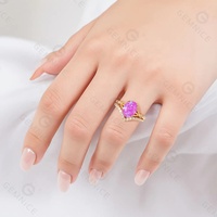 Nouvel ensemble de bagues Gemnel en argent sterling 925 avec logo personnalisé, motif chevron à double sangle, pour mariage, accent de mariée, empilables, promesse, opale rose feu