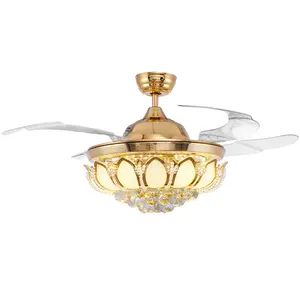 Europese stijl fancy verborgen messen golden plafond ventilator met verlichting