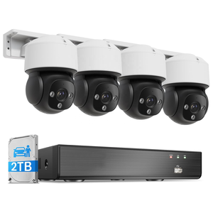 Système de Caméras de Sécurité 8MP 4K PoE avec Détection Faciale IA, Suivi Automatique, Vue à 360°, 4 Caméras, Audio Bidirectionnel, Sirène d'Alarme, Extensible 8CH/16CH, Disque Dur 2 To - Product Image 1