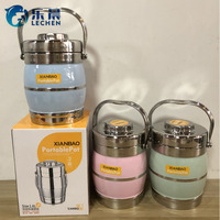 Thermos alimentaire en acier inoxydable de 2,2 L avec poignée et compartiment, récipient isotherme pour aliments, boîte à lunch
