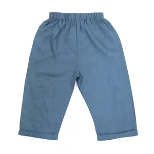 Summer New Fashionable 2024 Casual Style Kids Long Wide Leg Linen Pants for Kid Boy
