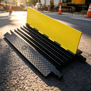 Rampe de protection de câbles en caoutchouc à 5 canaux grande capacité pour la gestion de plusieurs câbles et la sécurité routière - Product Image 1