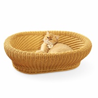 Panier ovale tressé en plastique pour chat – Maison pour animaux de compagnie en PP écologique, respirante, facile à nettoyer, durable et robuste – Idéal pour chatons et chats, chambre à coucher, décoration intérieure