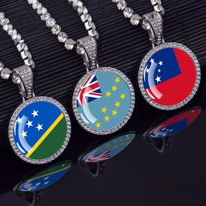 Australia bandera Hip Hop collar Rhinestone colgante Bling Iced Out CADENA DE <span class=keywords><strong>TENIS</strong></span> Fiji Samoa Kiribati Tuvalu banderas nacionales joyería - Product Image 1