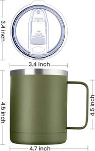 Taza de café de 14 oz con asa y tapa deslizante, vaso de viaje de acero inoxidable, taza de camping con aislamiento al vacío de doble pared - Product Image 4