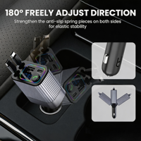 Chargeur de voiture multifonctionnel avec deux câbles rétractables, affichage LED de la tension, prise en charge des appels Bluetooth et de la transmission audio