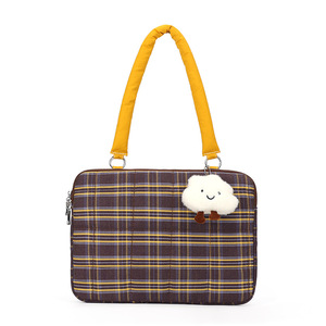 Sac fourre-tout pour ordinateur portable en polyester avec fermeture éclair, motif à carreaux et rayures, unisexe, nouvelle poignée de chariot, sac pour ordinateur portable fait main en forme de coussin - Product Image 3