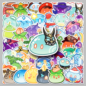 50Pcs Waterproof Vinyl Stickers, Cute Kawaii Genshin Impact Slime Cartoon Decals for Diary <strong>Game</strong> Console <strong>Girly</strong> DIY Decor - Product Image 1