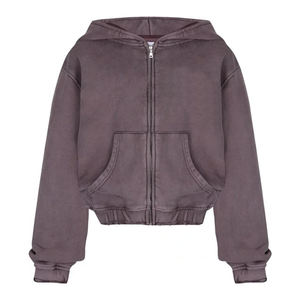 Sweat-shirt personnalisé pull à capuche personnalisé lavé à l'acide poids lourd 400 g/m² sweat à capuche personnalisé ensembles de sweat à capuche avec fermeture éclair - Product Image 2